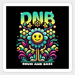 DNB - Floral Smiley Vibes (teal/yellow) Sticker